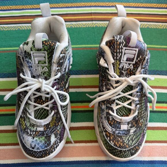 Fila Disruptor 2 Rainbow Multicolor Snakeskin Print Leather Sneakers size US 6 - Picture 6 of 12